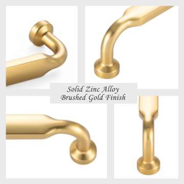 ASKANO 6-1/4 Inch Brushed Gold Pull Handles - Pack of 10