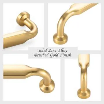 ASKANO 6-1/4 Inch Brushed Gold Pull Handles - Pack of 10