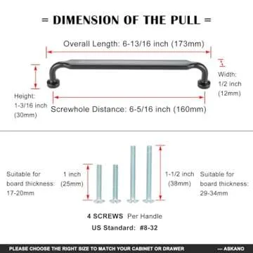 ASKANO 6-1/4 Inch Brushed Gold Pull Handles - Pack of 10