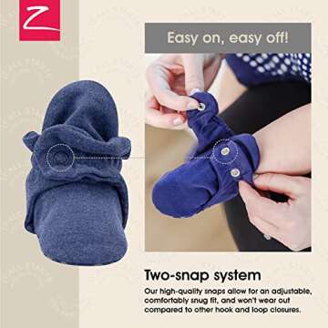 Zutano Unisex Organic Cotton Baby Booties With Gripper Soles, Heather Navy, 24M