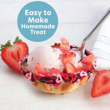Double Waffle Bowl Maker- Make two 4" Ice Cream Cone Bowls at Once, NonStick Electric Baker for Home...