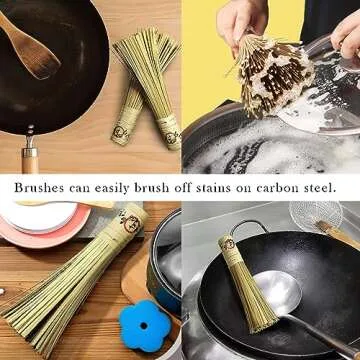 OTYFGHD 12-Inch Bamboo Wok Brush for Effective Kitchen Cleaning