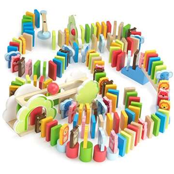 Imagination Generation Zoo Animals Domino Rally Adventure Kids Playset, with 4 Animal Shapes, 5 Stun...