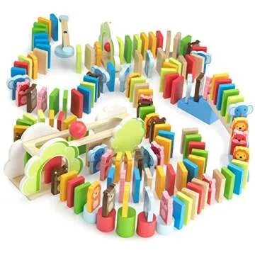 Imagination Generation Zoo Animals Domino Rally Adventure Kids Playset, with 4 Animal Shapes, 5 Stun...
