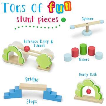 Imagination Generation Zoo Animals Domino Rally Adventure Kids Playset, with 4 Animal Shapes, 5 Stunts, & Carrying Case (144 Pieces)