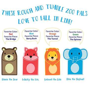 Imagination Generation Zoo Animals Domino Rally Adventure Kids Playset, with 4 Animal Shapes, 5 Stunts, & Carrying Case (144 Pieces)