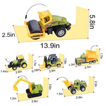 ANDOLO Mini Construction Trucks Toys, Small Construction Toys 6Pcs Construction Vehicles Tractor Toy...