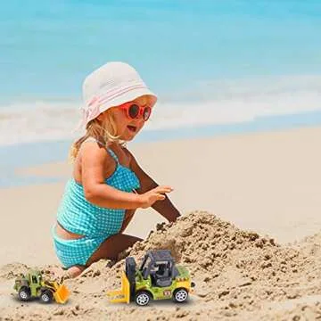 ANDOLO Mini Construction Trucks Toys, Small Construction Toys 6Pcs Construction Vehicles Tractor Toys Sand Vehicle Playset Forklift Roller Dump Truck Tractor Excavator Bulldozer