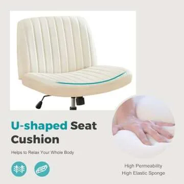 DUMOS Criss Cross Chairs, Armless Office Desk No Wheels Swivel Padded Wide Seat Modern Height Adjustable Mid Back Task Vanity Seating for Home Office Bedroom Computer