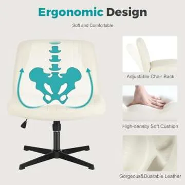 DUMOS Criss Cross Chairs, Armless Office Desk No Wheels Swivel Padded Wide Seat Modern Height Adjustable Mid Back Task Vanity Seating for Home Office Bedroom Computer
