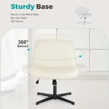 DUMOS Criss Cross Chairs, Armless Office Desk No Wheels Swivel Padded Wide Seat Modern Height Adjustable Mid Back Task Vanity Seating for Home Office Bedroom Computer