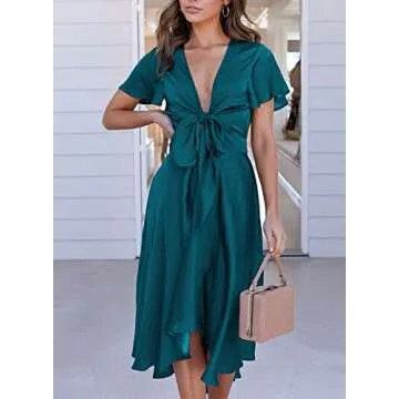 Miduo Women's Elegant Summer Satin Dress for Special Occasions