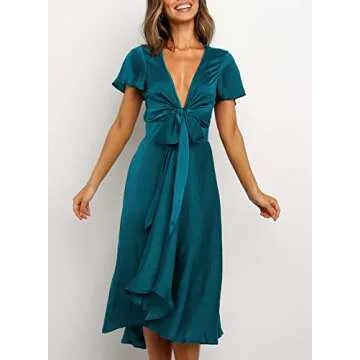 Miduo Women's Elegant Summer Satin Dress for Special Occasions