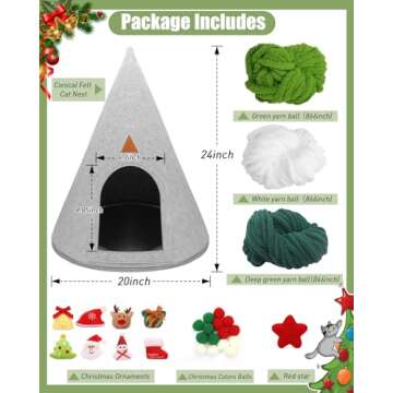 Christmas Clearance DIY Cat Tree Cat Beds for Indoor Cats Clearance, Cat Bed Cave, Felt Cat Nest, In...