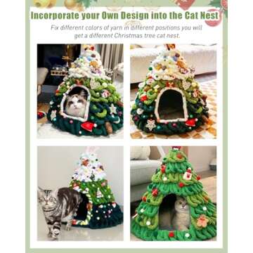 Christmas Clearance DIY Cat Tree Cat Beds for Indoor Cats Clearance, Cat Bed Cave, Felt Cat Nest, Indoor Cat House,Cat Gifts Dog Lover Gifts, 20 x 24 Inches