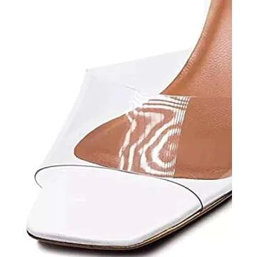 Axellion Mule Slipper for Women, Abnormal Heel Sandals Round Toe Mule Shoes Spherical Sandal Slides for Party Evening White Size 8 US