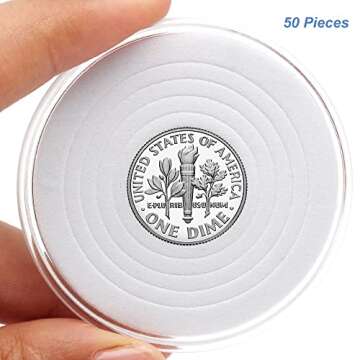 50pcs Clear Plastic Coin Capsules, Coin Collection Case of 5 Size with Adjustable Gasket for Coin Collection American Silver Eagle Liberty Coin &JFK Half Dollar & Bitcoin (18/23/28/33/38mm)-50pcs