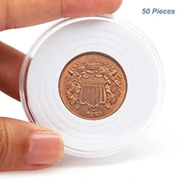 50pcs Clear Plastic Coin Capsules, Coin Collection Case of 5 Size with Adjustable Gasket for Coin Collection American Silver Eagle Liberty Coin &JFK Half Dollar & Bitcoin (18/23/28/33/38mm)-50pcs