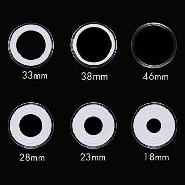 50pcs Clear Plastic Coin Capsules, Coin Collection Case of 5 Size with Adjustable Gasket for Coin Collection American Silver Eagle Liberty Coin &JFK Half Dollar & Bitcoin (18/23/28/33/38mm)-50pcs
