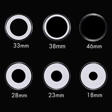50pcs Clear Plastic Coin Capsules, Coin Collection Case of 5 Size with Adjustable Gasket for Coin Collection American Silver Eagle Liberty Coin &JFK Half Dollar & Bitcoin (18/23/28/33/38mm)-50pcs