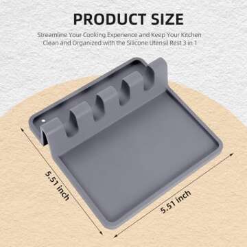 Silicone cutlery rack - Bisphenol A free, durable spoon rack with drip pad - Heat resistant spoon ra...