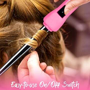 Herstyler Baby Curls Mini Curling Iron | Tapered 1/2 to 3/4 Curling Iron | Skinny Curling Wand for Queens Who Want to Be Crowned in Curls | 9mm to 13mm Wand with Dual Voltage | Pink