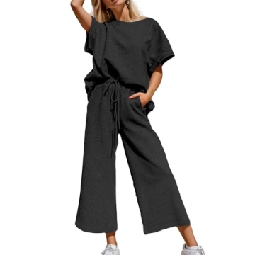 Chic SeeLuNa Women's 2 Piece Textured Sweatsuit