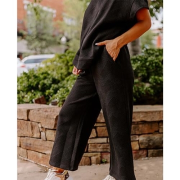 Chic SeeLuNa Women's 2 Piece Textured Sweatsuit