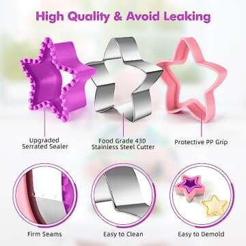 NPET Sandwich Cutter and Sealer 10 Pcs, Decruster Sandwich Maker for Uncrustables Peanut Butter and Jelly Sandwich Cutter for Kids Lunch DIY Uncrustable Maker Cookie Cutter Set Boy Girl