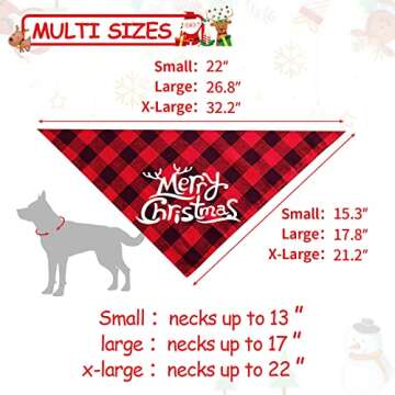Malier 2 Pack Dog Bandanas Christmas Classic Buffalo Plaid Dog Bandana Dog Scarf Triangle Bibs Kerchief Merry Christmas Pet Costume for Small Medium Large Dogs Cats Pets (Christmas 1, Large)