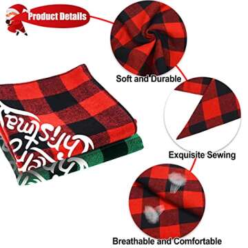 Malier 2 Pack Dog Bandanas Christmas Classic Buffalo Plaid Dog Bandana Dog Scarf Triangle Bibs Kerchief Merry Christmas Pet Costume for Small Medium Large Dogs Cats Pets (Christmas 1, Large)