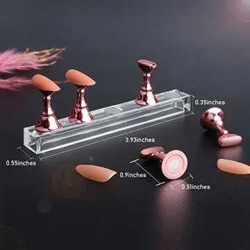 JUSTOTRY 4 Sets Pink Nail Stand for Press on Nails Display, Magnetic Fake Nails Holder for Painting Nails Practices, Beginner Acrylic Nail Art Kit Accessories, Nail Salon Equipment and Decor