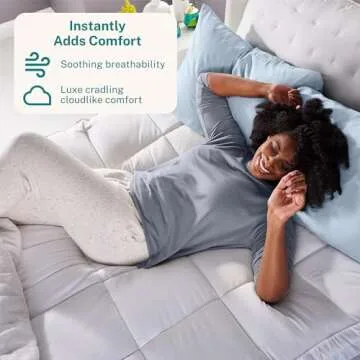 Sleep Innovations Cradling Cloud Mattress Pad Topper Cover, King Size, Quilted Pillow Top Protector,...