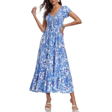Summer Floral Smocked Boho Dress for Stylish Summer Wear