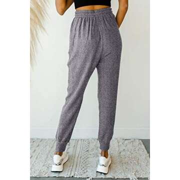 MIROL Women's Active Drawstring Joggers Pants Elastic Waist Waffle Knit Trousers Athletic Solid Color Sweatpants