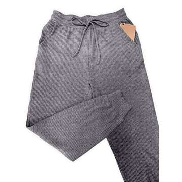 MIROL Women's Active Drawstring Joggers Pants Elastic Waist Waffle Knit Trousers Athletic Solid Color Sweatpants