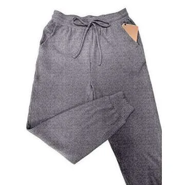 MIROL Women's Active Drawstring Joggers Pants Elastic Waist Waffle Knit Trousers Athletic Solid Color Sweatpants