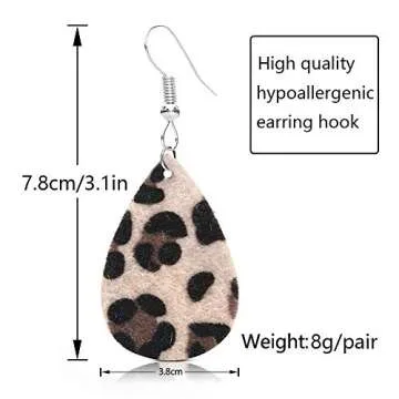 Wremily 16 Pairs Leather Earrings for Women Teardrop Leaf Leopard Print Drop Earrings Lightweight Dangle Earrings Set