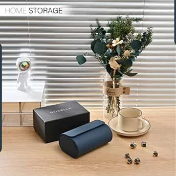 ROSELLE Genuine Leather Watch Roll Travel Case - Watch Roll Case For 2 Watches With Luxury Lining - Protect, Travel,Store, Display Fine Watches (2 slot Blue-Genuine Leather)