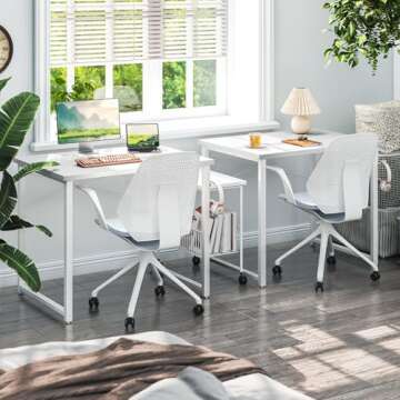 Coleshome 32 Inch Small Computer Desk, Modern Simple Style Desk for Home Office, Study Student Writing Desk, White