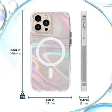 Case-Mate Soap Bubble iPhone 13 Pro Max Case [10ft Drop Protection] [Compatible with MagSafe] Luxury Phone Case for iPhone 13 Pro Max - Iridescent Swirl Effect, Anti-Scratch, Shockproof - Iridescent