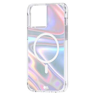 Case-Mate Soap Bubble iPhone 13 Pro Max Case [10ft Drop Protection] [Compatible with MagSafe] Luxury Phone Case for iPhone 13 Pro Max - Iridescent Swirl Effect, Anti-Scratch, Shockproof - Iridescent