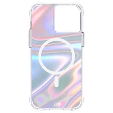 Case-Mate Soap Bubble iPhone 13 Pro Max Case [10ft Drop Protection] [Compatible with MagSafe] Luxury Phone Case for iPhone 13 Pro Max - Iridescent Swirl Effect, Anti-Scratch, Shockproof - Iridescent