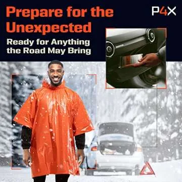 PREPARED4X Emergency Poncho - Waterproof Poncho with Heat Retention