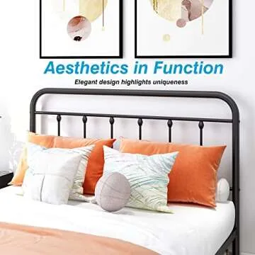 DUMEE Metal Full Size Bed Frame Platform with Vintage Headboard and Footboard Sturdy Premium Steel Slat Support No Box Spring Needed, Textured Black