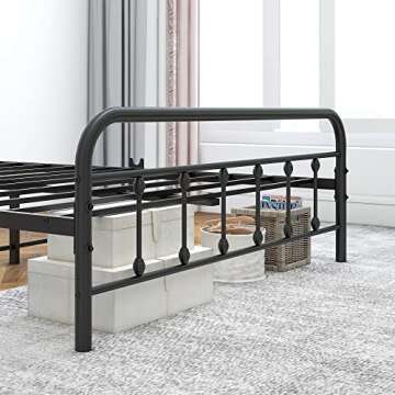 DUMEE Metal Full Size Bed Frame Platform with Vintage Headboard and Footboard Sturdy Premium Steel Slat Support No Box Spring Needed, Textured Black