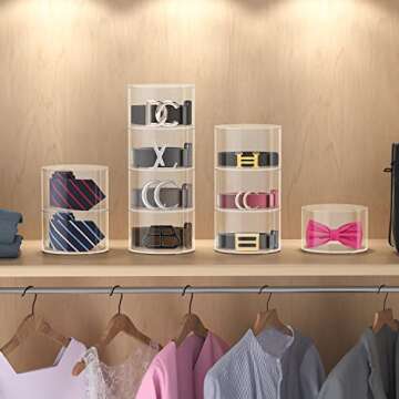 Janaden Belt Organizer, Acrylic Belt Display Storage Box, Clear Belt Case Storage Holder, Multi-Layers Acrylic Accessory Organizers for Jewelry, Watch, Bracelet (Set of 8)