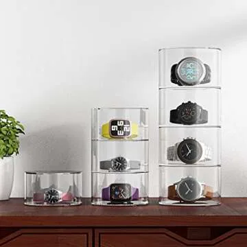 Janaden Belt Organizer, Acrylic Belt Display Storage Box, Clear Belt Case Storage Holder, Multi-Layers Acrylic Accessory Organizers for Jewelry, Watch, Bracelet (Set of 8)
