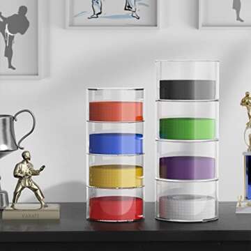 Janaden Belt Organizer, Acrylic Belt Display Storage Box, Clear Belt Case Storage Holder, Multi-Layers Acrylic Accessory Organizers for Jewelry, Watch, Bracelet (Set of 8)