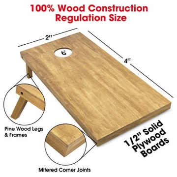 GoSports Wooden Cornhole Boards Set - Durable & Portable